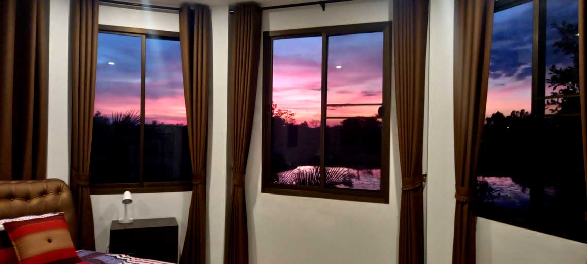 sunset views over the lake from your window
